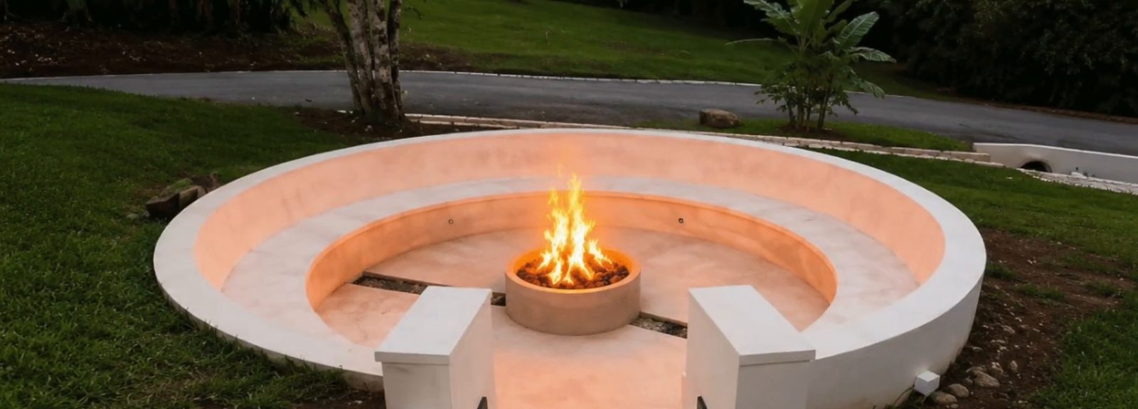 The fire circle at dusk